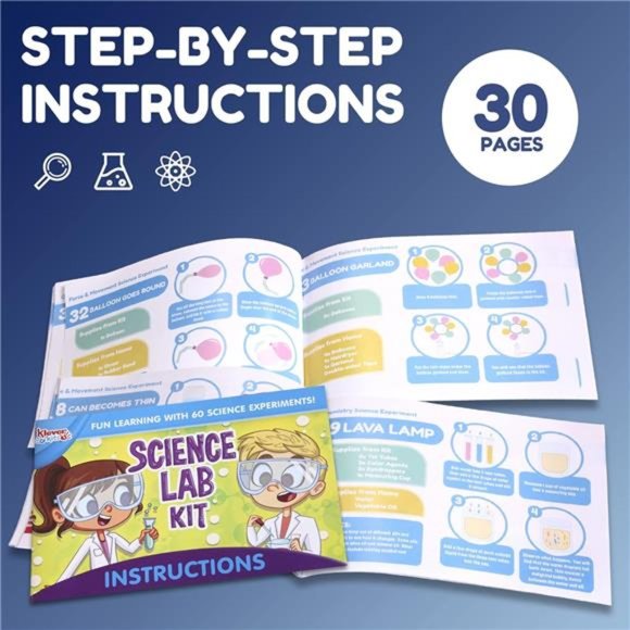 60 Science Experiment Klever Kit with Lab Coat Scientist Costume Dress Up - Picture 2 of 6